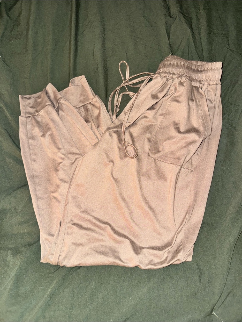 Satin Jogger Pants in Light Mauve